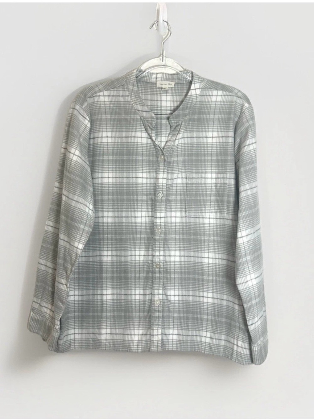 Garnet Hill 100% Organic Pima Cotton Shirt Button Up Women’s S Plaid Long Sleeve